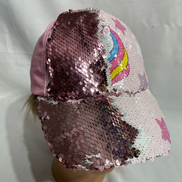 Youth flip sequin unicorn baseball cap hat excellent condition - Picture 10 of 10